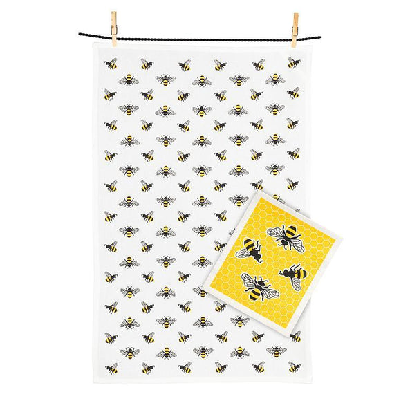 BEES DISHCLOTH & TOWEL SET