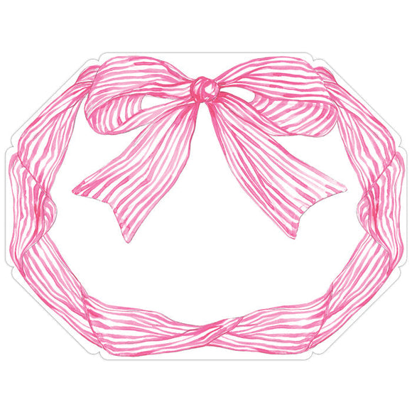 PINK STRIPED BOW DIE CUT PAPER PLACEMAT
