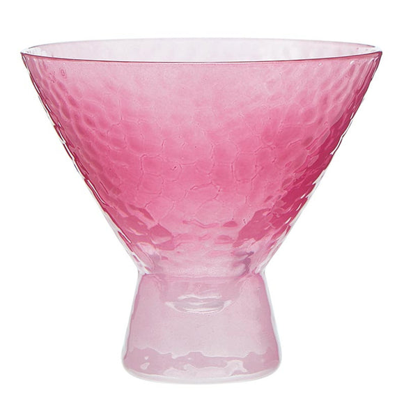 PINK HAMMERED MARTINI GLASS