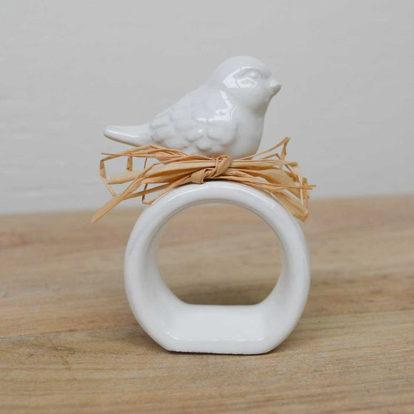 CERAMIC BIRD NAPKIN RING, SET OF 2