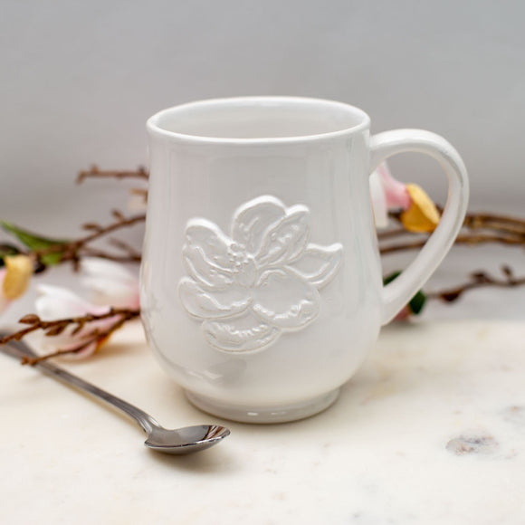 MAGNOLIA EMBOSSED COFFEE MUG