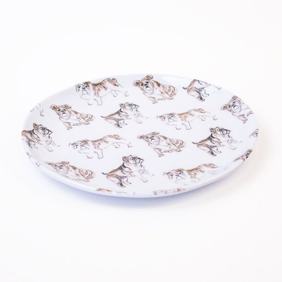 BULLDOG LOVE MELAMINE PLATE, 8.5