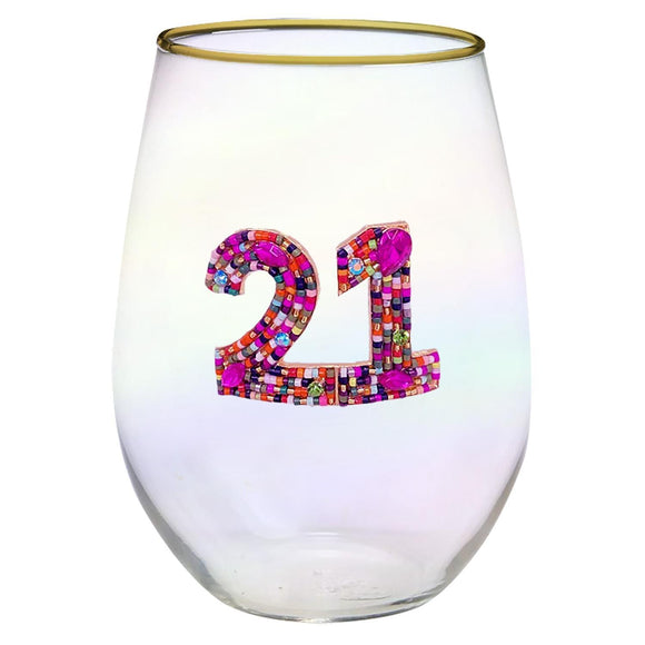 BEADED 21 STEMLESS WINE GLASS