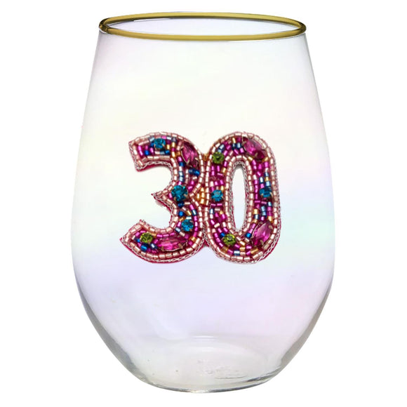 BEADED 30 STEMLESS WINE GLASS