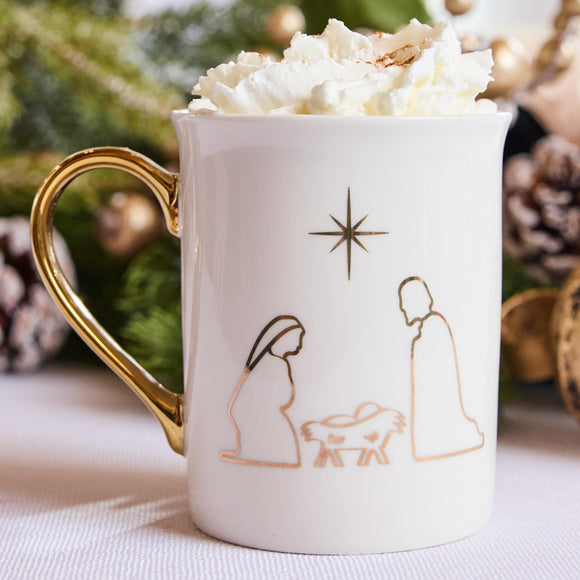 NATIVITY GOLD HANDLE MUG