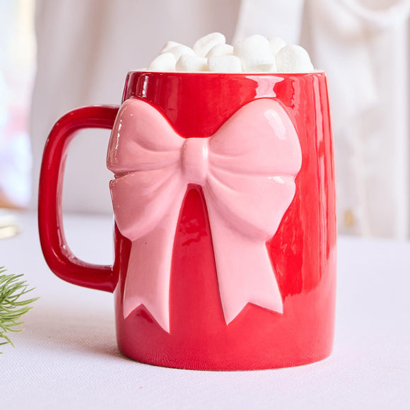ORGANIC MUG RED & PINK BOW
