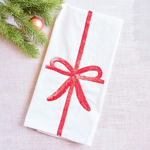 SEQUIN BOW TEA TOWEL