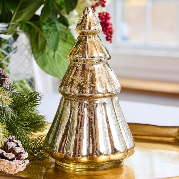 GOLD MERCURY GLASS TREE CANDLE