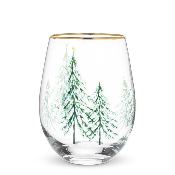 WINTER TREES STEMLESS WINE GLASS