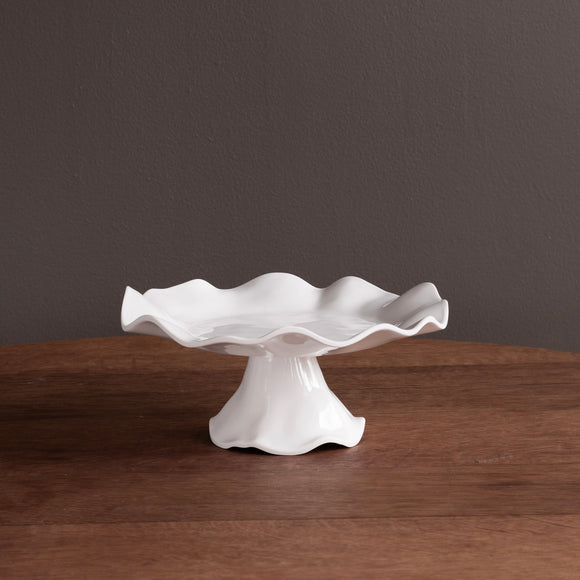 VIDA HAVANA SMALL PEDESTAL CAKE PLATE, WHITE