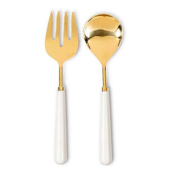 IVORY/GOLD SALAD SERVER SET