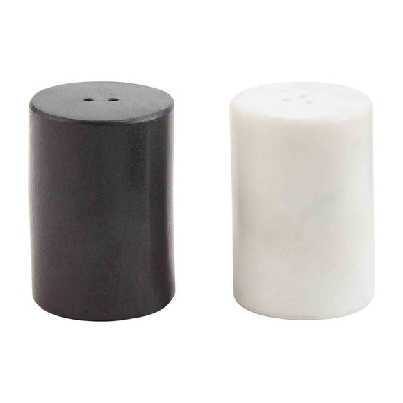 BLACK/WHITE MARBLE SALT & PEPPER SHAKERS