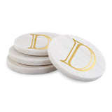 WHITE MARBLE GOLD INITIAL COASTERS