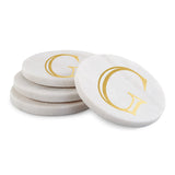 WHITE MARBLE GOLD INITIAL COASTERS