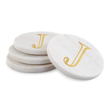 WHITE MARBLE GOLD INITIAL COASTERS