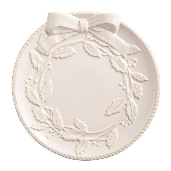 WHITE WREATH ROUND PLATTER