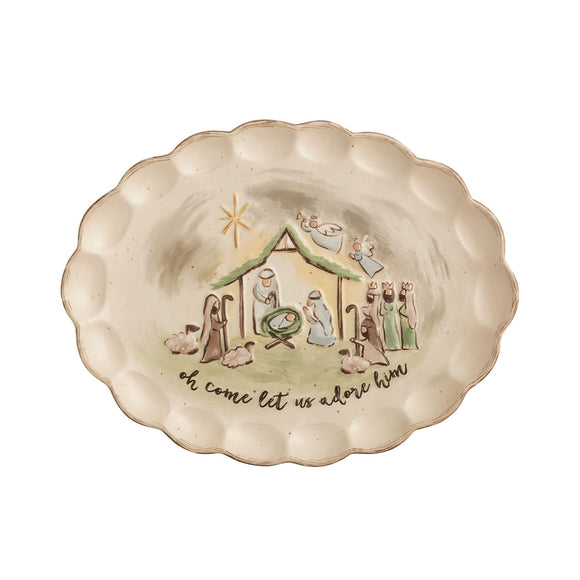 OVAL SCALLOP NATIVITY PLATTER