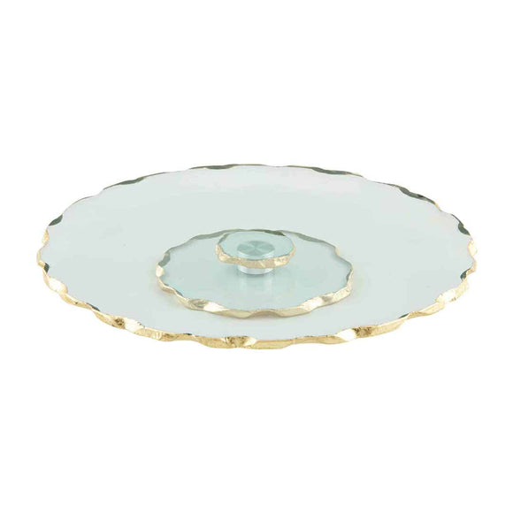 GOLD EDGE GLASS LAZY SUSAN