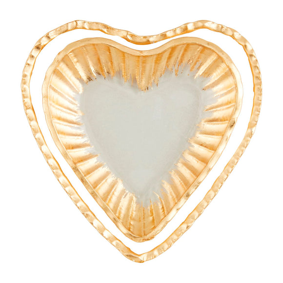 GOLD CHIPPED HEART TRAY, LARGE