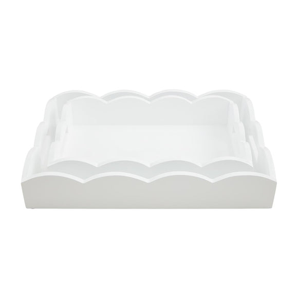 SCALLOP WHITE LACQUER TRAY, LARGE