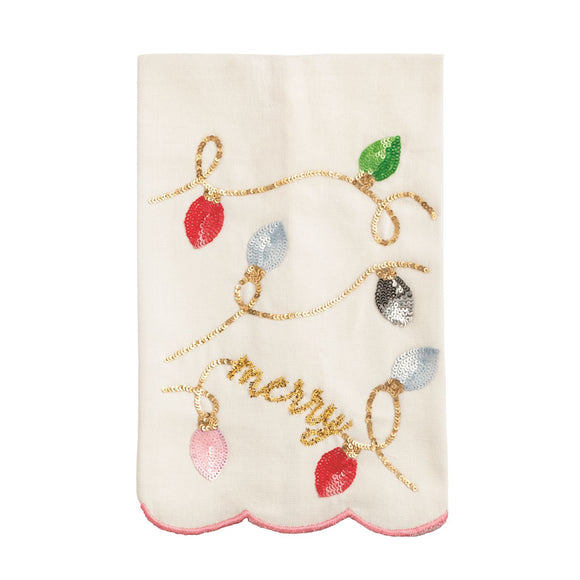 CHRISTMAS LIGHTS SEQUIN TOWEL