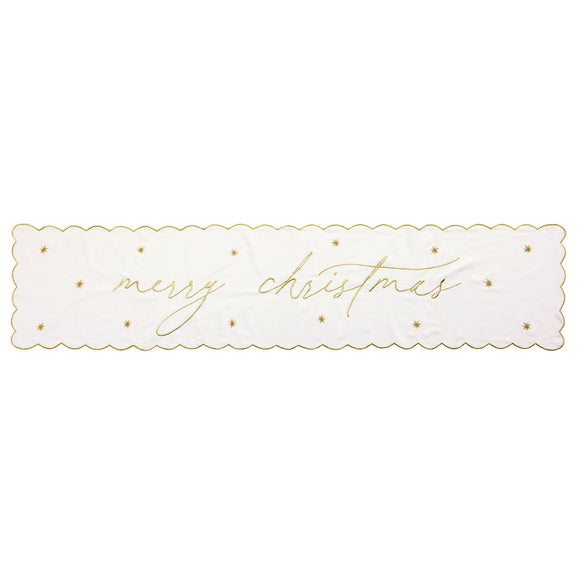 MERRY CHRISTMAS GOLD TABLE RUNNER