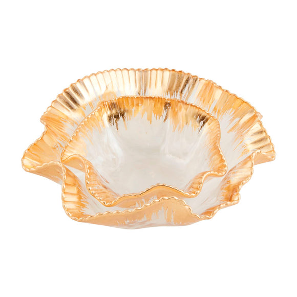 GOLD EDGE RUFFLE BOWL, SMALL