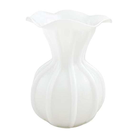 LARGE RUFFLE GLASS VASE