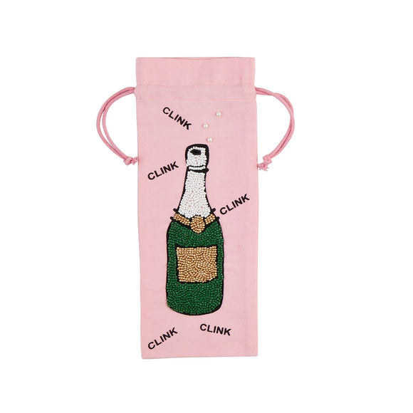 CHAMPAGNE BOTTLE BEADED WINE BAG