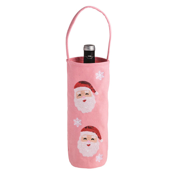 SEQUIN SANTA WINE BAG