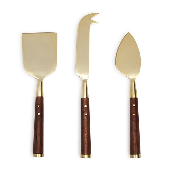 ACACIA WOOD CHEESE KNIVES, SET OF 3