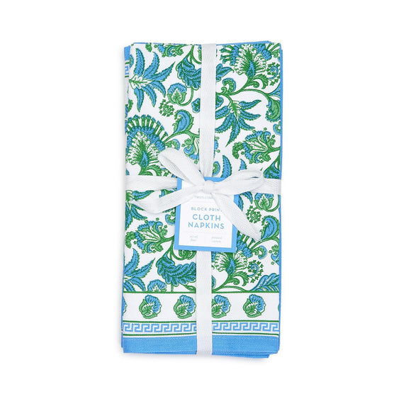 HAMPTON FLORAL BLOCK PRINT NAPKIN SET, SET OF 4