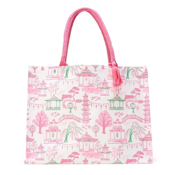 MAHJONG BLOCK PRINT TOTE BAG