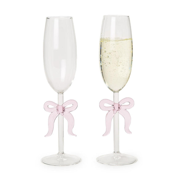 PINK BOW CHAMPAGNE FLUTES