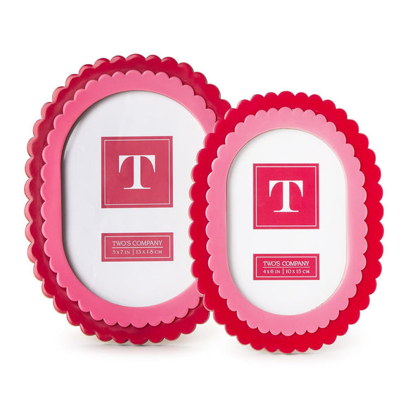 4X6 DOUBLE SCALLOPED EDGE FRAME, DK PINK/PINK