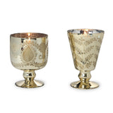 ETCHED MERCURY GLASS CANDLEHOLDER