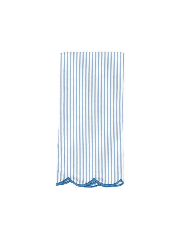 SCALLOPED BLUE STRIPE TEA TOWEL