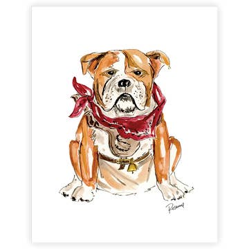 HANDPAINTED BULLDOG KITCHEN TOWEL