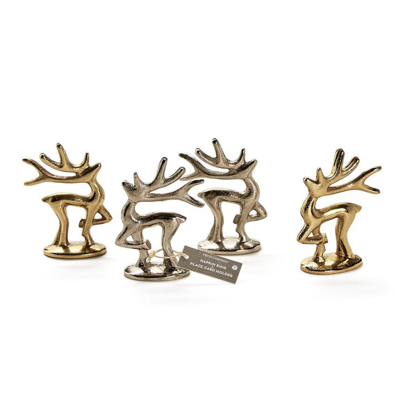 SET of 2 DEER PLACE CARD HOLDER/ NAPKIN RING, GOLD