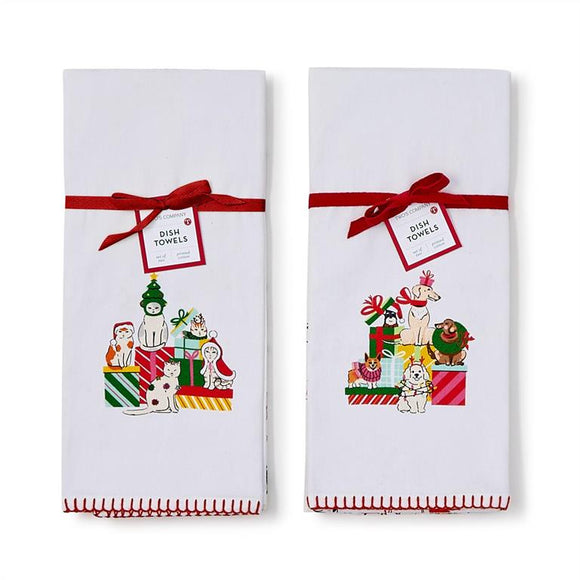 HOLIDAY PET DISH TOWELS, SET OF 2