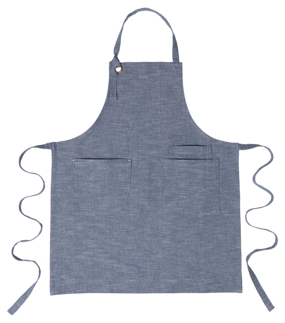 VIKING NAVY CHAMBRAY SLUB APRON
