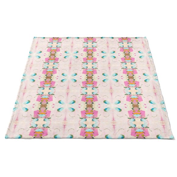 MONET'S GARDEN PINK FLEECE BLANKET