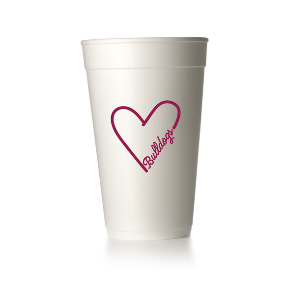 BULLDOG HEART FOAM CUPS