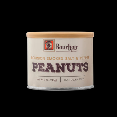 BOURBON SMOKED SALT & PEPPER PEANUTS, 9oz