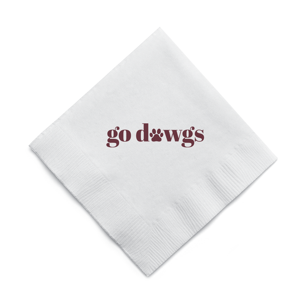 GO DAWGS PAW COCKTAIL NAPKINS