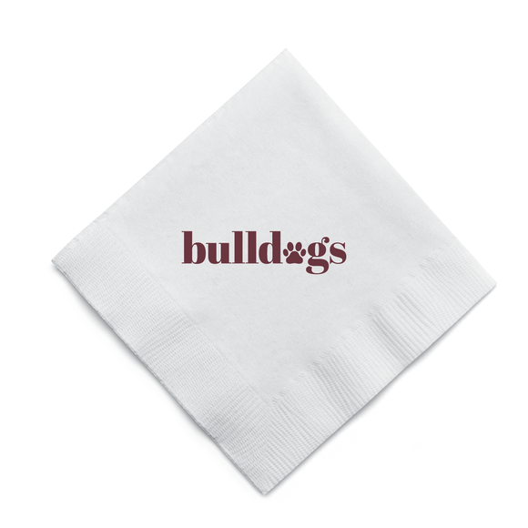 BULLDOG PAWS COCKTAIL NAPKINS