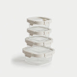 4pc SQUARE GLASS CONTAINER SET WITH LIDS