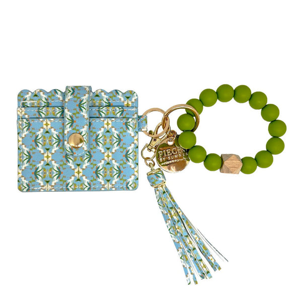 ENGLISH GARDEN BLUE KEYCHAIN WRISTLET