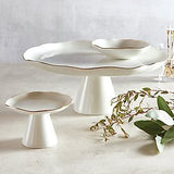GOLD RIM PEDESTAL TRAY, LARGE