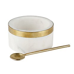 MARBLE BOWL with BRASS SPOON